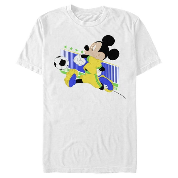 Men's Mickey & Friends Mickey Mouse Brazil Soccer Team  Graphic Tee White Small