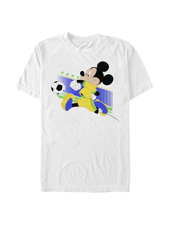 Men's Mickey & Friends Mickey Mouse Brazil Soccer Team Graphic Tee White Small