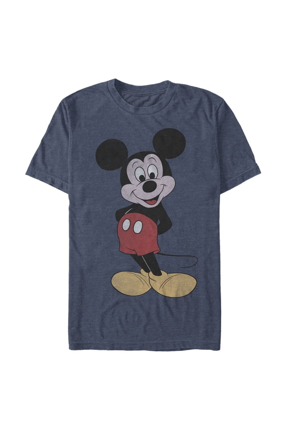 Men's Mickey & Friends Mickey Mouse Classic Cartoon Smile Graphic Tee Navy Blue Heather 3X Large