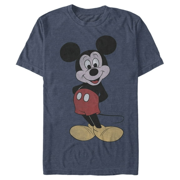 Men's Mickey & Friends Mickey Mouse Classic Cartoon Smile  Graphic Tee Navy Blue Heather Large