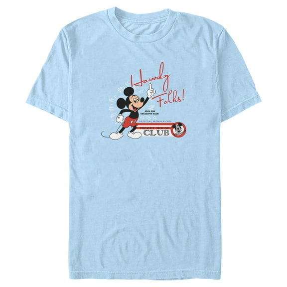 Men's Mickey & Friends Mickey Mouse Club Howdy Folks  Graphic Tee Light Blue Small