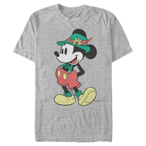 Men's Mickey & Friends Mickey Mouse German Oktoberfest Lederhosen  Graphic Tee Athletic Heather Small