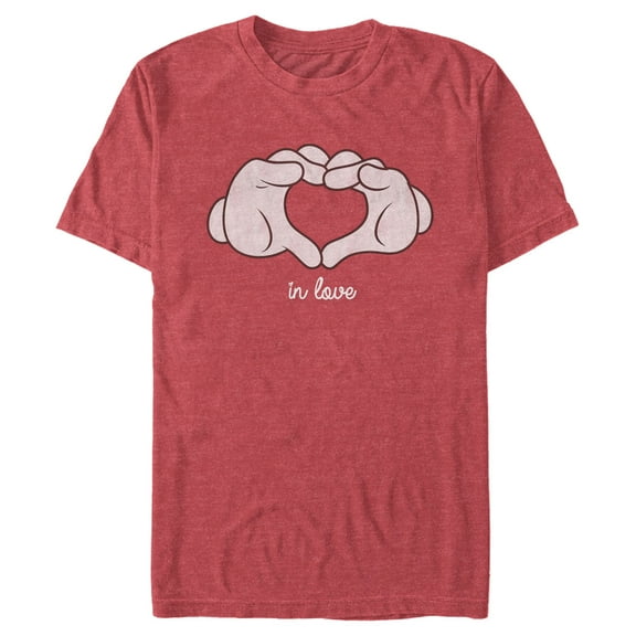 Men's Mickey & Friends Mickey Mouse Glove Heart  Graphic Tee Red Heather Small