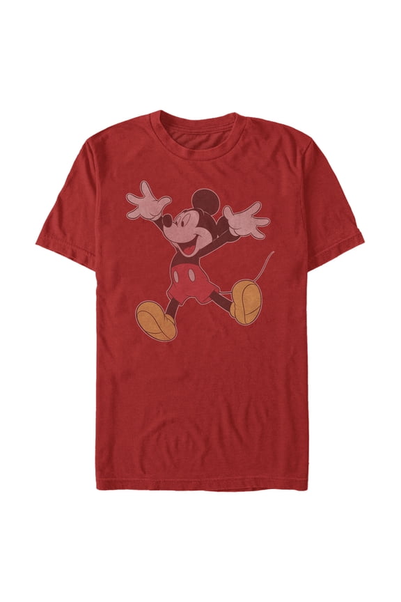Men's Mickey & Friends Mickey Mouse Happy Jump  Graphic Tee Red Medium