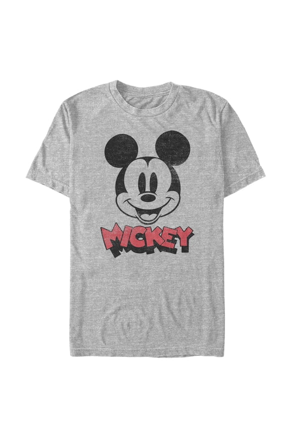 Men's Mickey & Friends Mickey Mouse Retro Headshot  Graphic Tee Athletic Heather Large