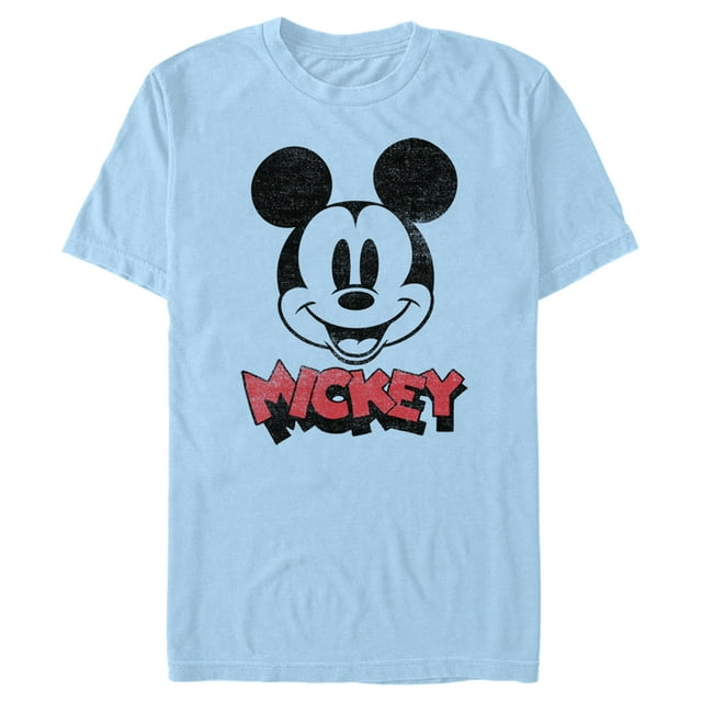Men's Mickey & Friends Mickey Mouse Retro Headshot  Graphic Tee Light Blue Small