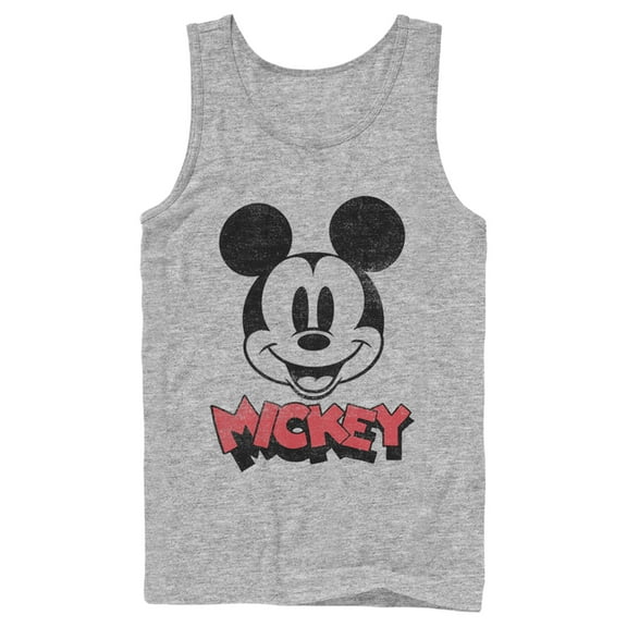 Men's Mickey & Friends Mickey Mouse Retro Headshot  Tank Top Athletic Heather Medium