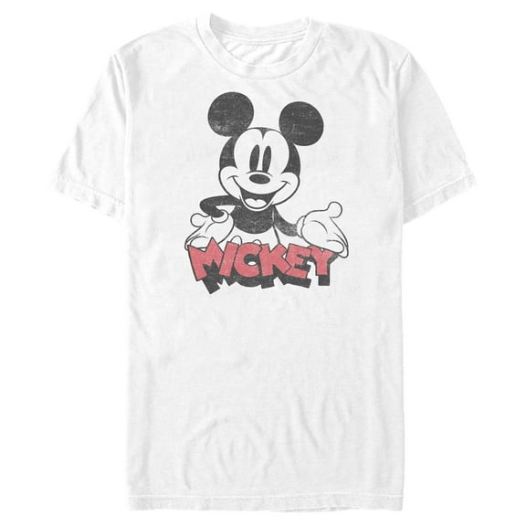 Men's Mickey & Friends Mickey Mouse Retro Logo  Graphic Tee White Medium