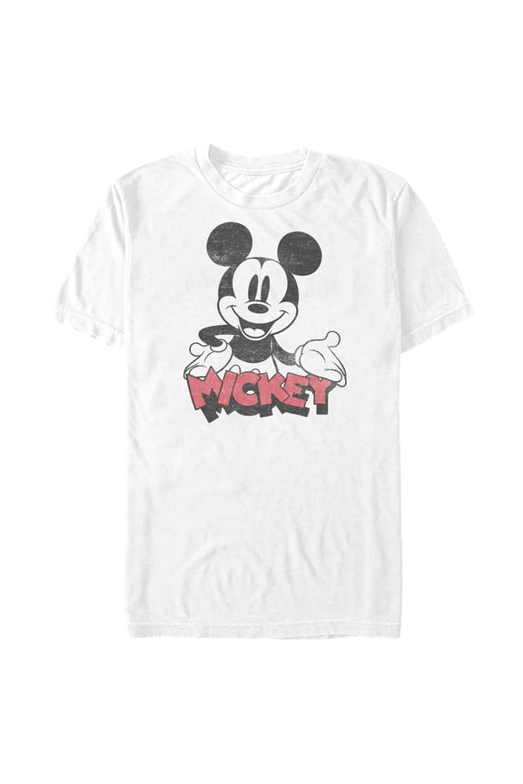 Men's Mickey & Friends Mickey Mouse Retro Logo Graphic Tee White Medium