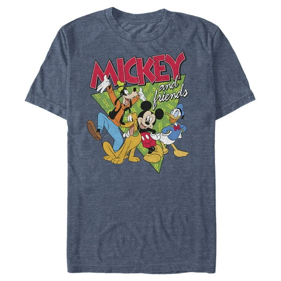 Men's Mickey & Friends Mickey Mouse and '90s Vibe Graphic Tee Navy Blue Heather Large