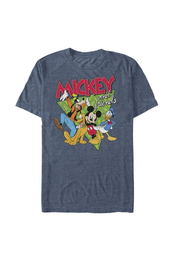 Men's Mickey & Friends Mickey Mouse and '90s Vibe Graphic Tee Navy Blue Heather Large