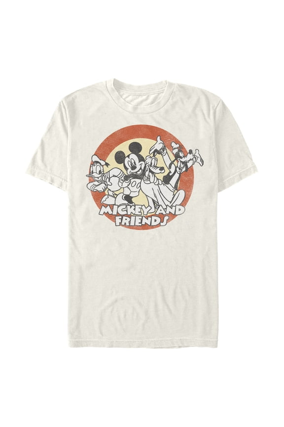 Men's Mickey & Friends Mickey Mouse and Circle  Graphic Tee Beige Small