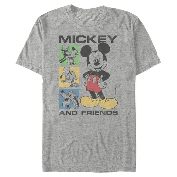 Men's Mickey & Friends Mickey Mouse and Squares  Graphic Tee Athletic Heather X Large