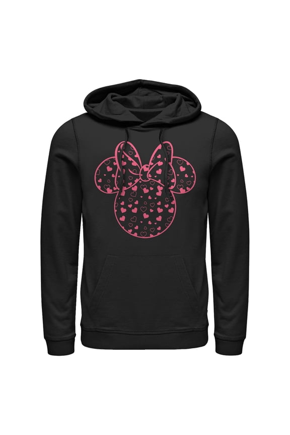 Men's Mickey & Friends Minnie Heart Silhouette Pull Over Hoodie Black Large