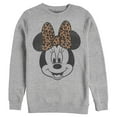 thumbnail image 1 of Men's Mickey & Friends Minnie Mouse Cheetah Print Bow Sweatshirt Athletic Heather 2X Large, 1 of 4