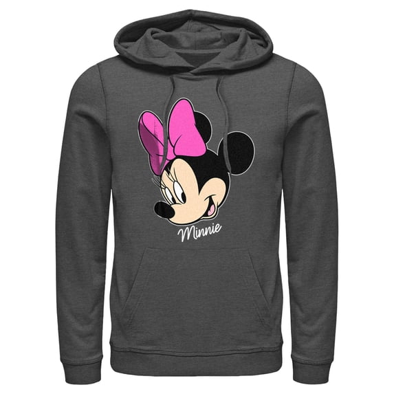 Men's Mickey & Friends Minnie Mouse Portrait Pull Over Hoodie Charcoal Heather 2X Large