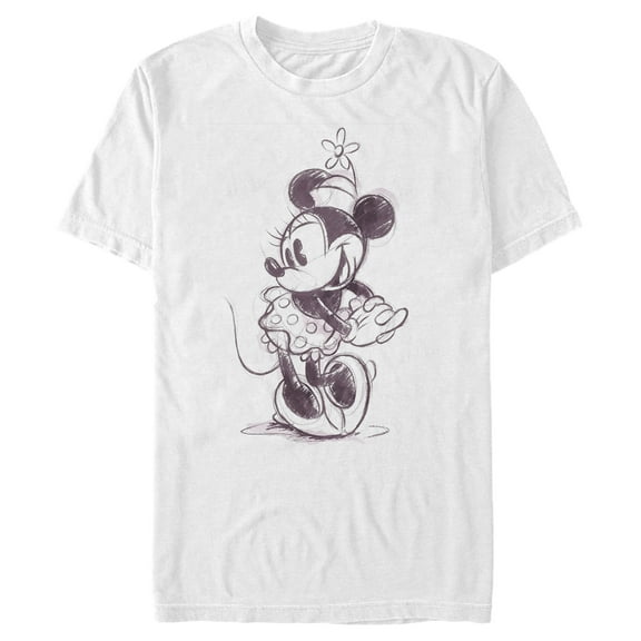 Men's Mickey & Friends Minnie Mouse Vintage Sketch  Graphic Tee White Medium