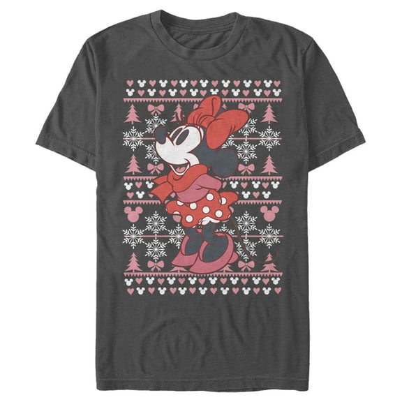 Men's Mickey & Friends Minnie Winter Sweater Graphic Tee Charcoal Large