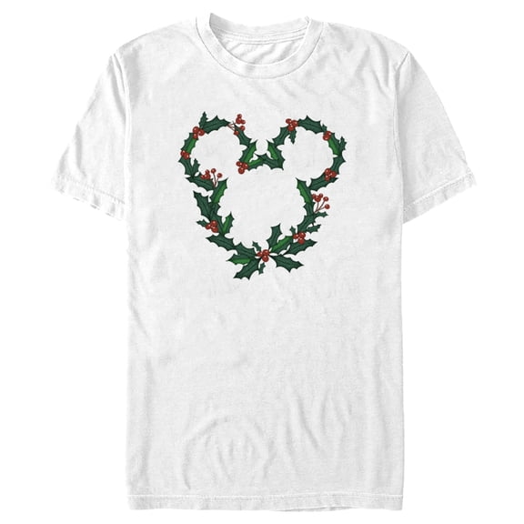Men's Mickey & Friends Mistletoe Mickey Wreath Graphic Tee White X Large