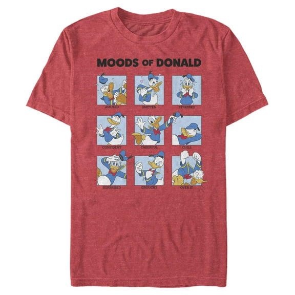 Men's Mickey & Friends Moods of Donald Duck  Graphic Tee Red Heather Small