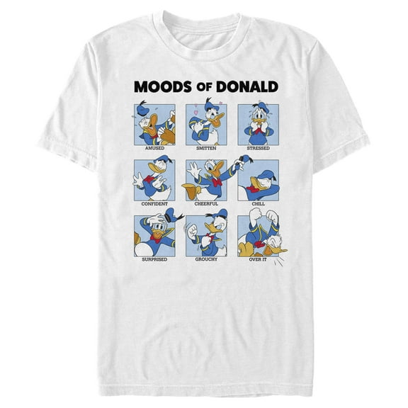 Men's Mickey & Friends Moods of Donald Duck  Graphic Tee White Small