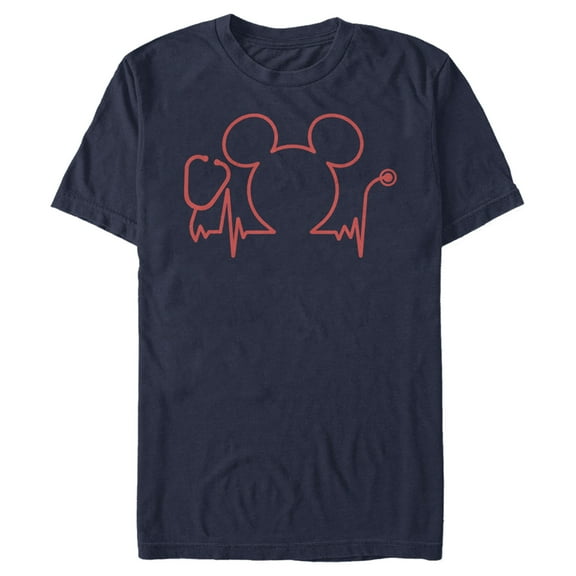 Men's Mickey & Friends Nurse Heartbeat  Graphic Tee Navy Blue X Large
