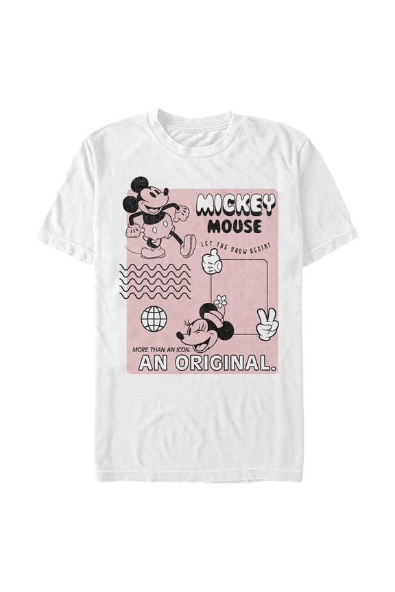 Men's Mickey & Friends Old School Poster  Graphic Tee White Large