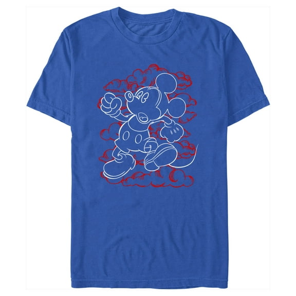 Men's Mickey & Friends Outlined Character  Graphic Tee Royal Blue Small
