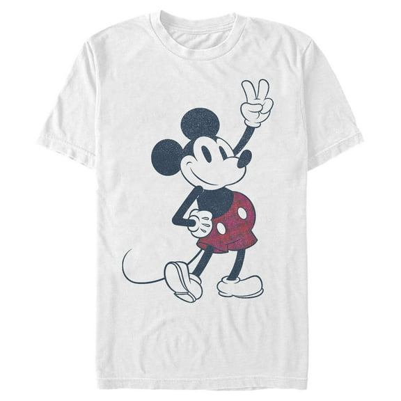 Men's Mickey & Friends Plaid Mickey Mouse Retro  Graphic Tee White 3X Large