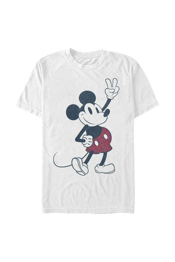 Men's Mickey & Friends Plaid Mickey Mouse Retro Graphic Tee White Large