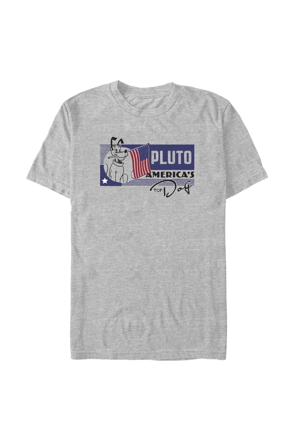 Men's Mickey & Friends Pluto America's Top Dog Graphic Tee Athletic Heather Large