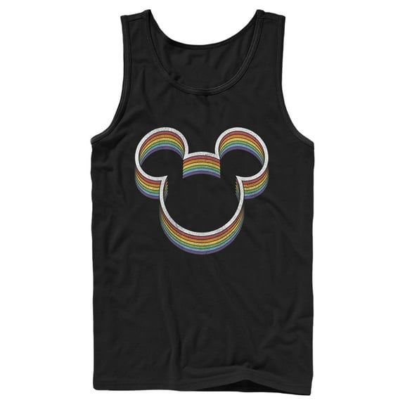 Men's Mickey & Friends Rainbow Logo  Tank Top Black Large
