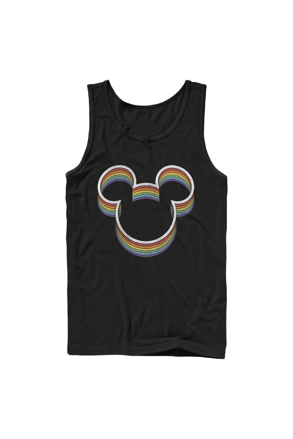Men's Mickey & Friends Rainbow Logo Tank Top Black Large