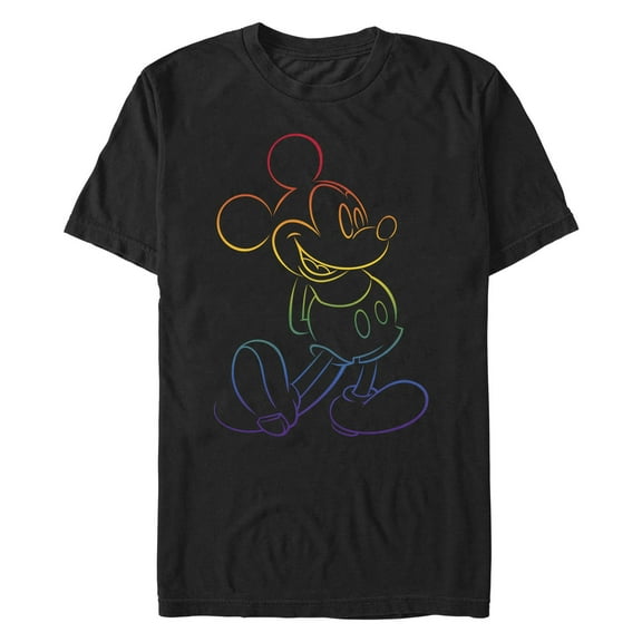 Men's Mickey & Friends Rainbow Mickey Mouse Outline Graphic T-Shirt