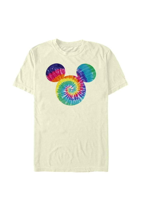 Men's Mickey & Friends Rainbow Tie-Dye Mickey Mouse Logo Graphic Tee Beige Medium