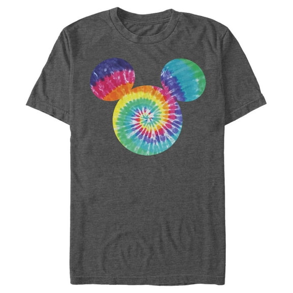 Men's Mickey & Friends Rainbow Tie-Dye Mickey Mouse Logo Graphic Tee Charcoal Heather X Large