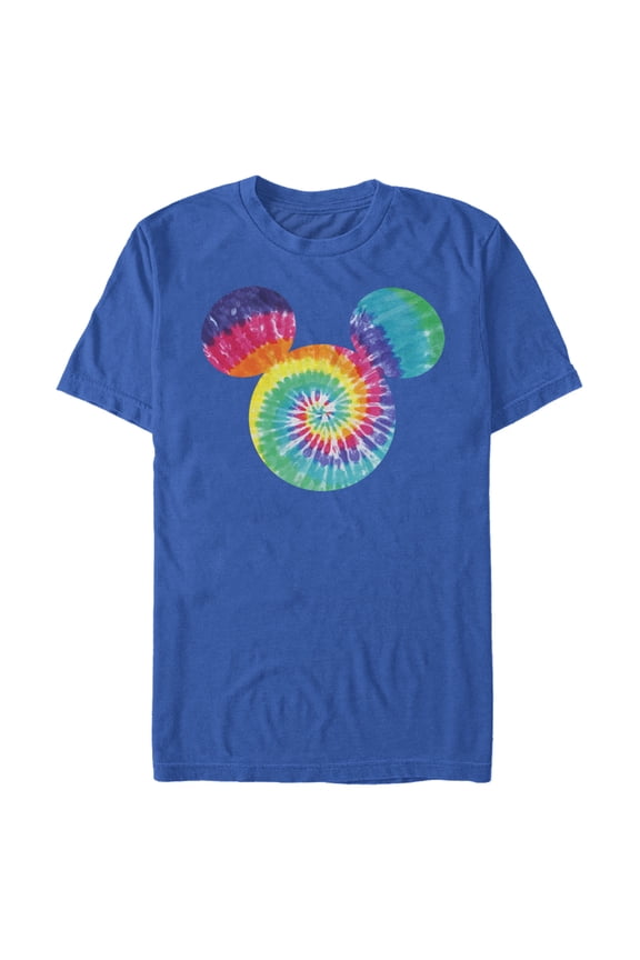 Men's Mickey & Friends Rainbow Tie-Dye Mickey Mouse Logo Graphic Tee Royal Blue Large