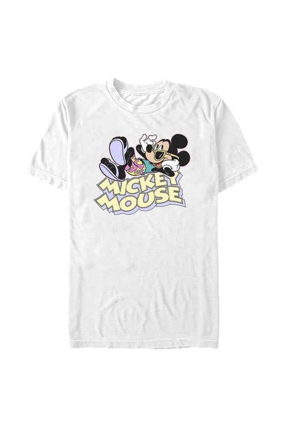Men's Mickey & Friends Retro 80s Vacation Mickey Graphic Tee White Small