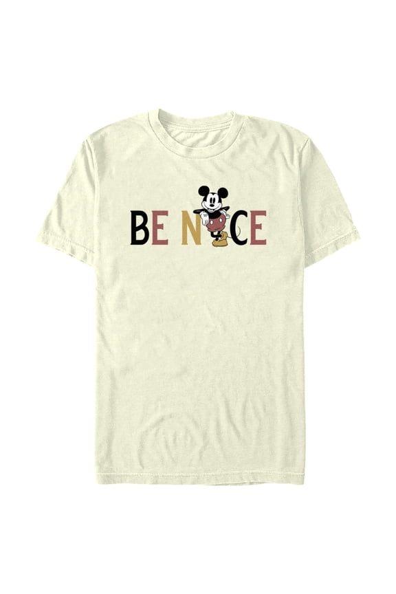 Men's Mickey & Friends Retro Be Nice Graphic Tee Beige Large