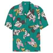 Men's Mickey & Friends Retro Character Print Button Down Shirt Multi-Color Large