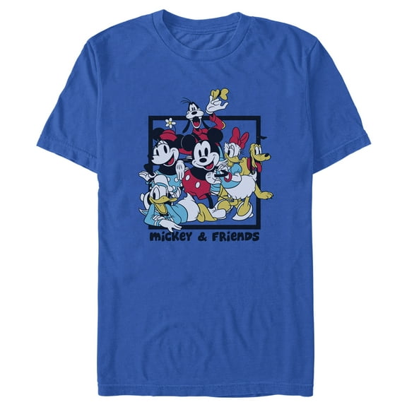 Men's Mickey & Friends Retro Characters  Graphic Tee Royal Blue X Large