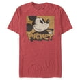 thumbnail image 1 of Men's Mickey & Friends Retro Distressed Mickey Square Graphic Tee Red Heather 3X Large, 1 of 5