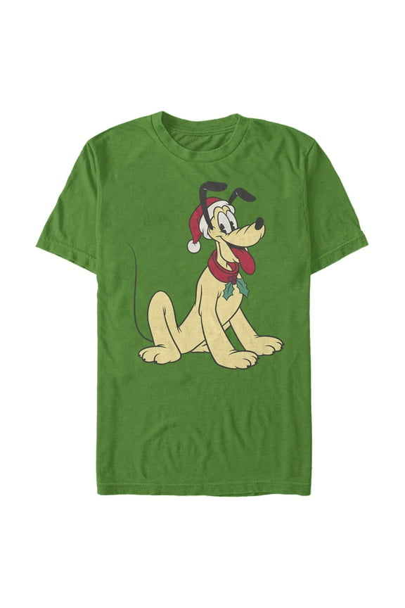 Men's Mickey & Friends Retro Festive Pluto  Graphic Tee Kelly Green Large