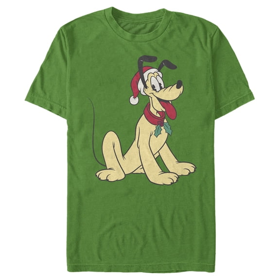 Men's Mickey & Friends Retro Festive Pluto Graphic Tee Kelly Green Medium