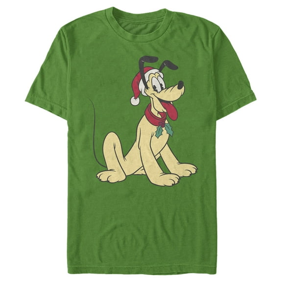 Men's Mickey & Friends Retro Festive Pluto  Graphic Tee Kelly Green X Large