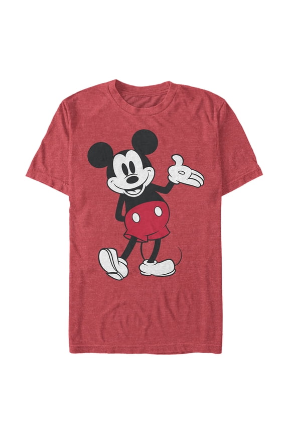 Men's Mickey & Friends Retro Front Facing Pose Graphic Tee Red Heather Large