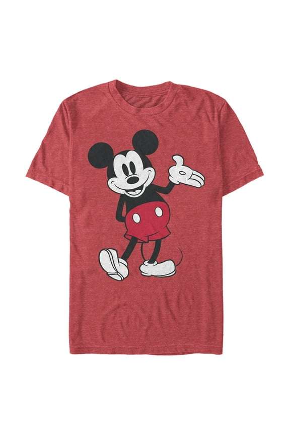 Men's Mickey & Friends Retro Front Facing Pose Graphic Tee Red Heather X Large