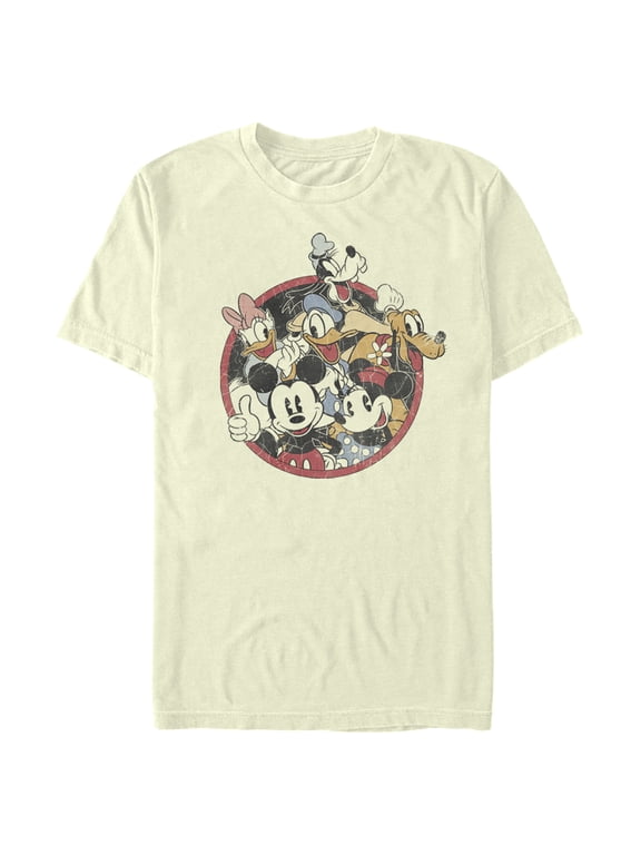 Men's Mickey & Friends Retro Group Shot Graphic Tee Beige Large