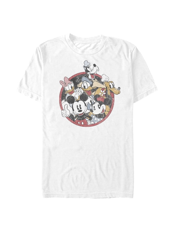 Men's Mickey & Friends Retro Group Shot Graphic Tee White Large
