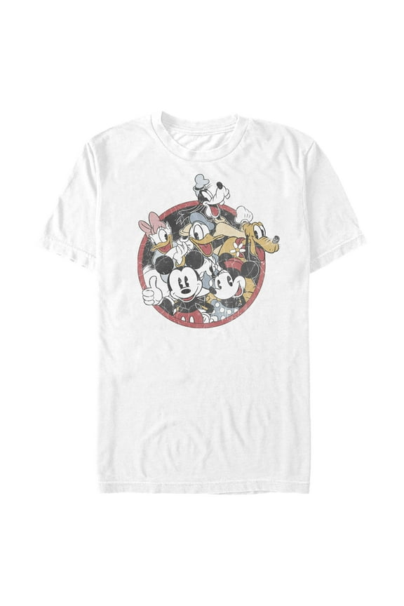 Men's Mickey & Friends Retro Group Shot Graphic Tee White Medium